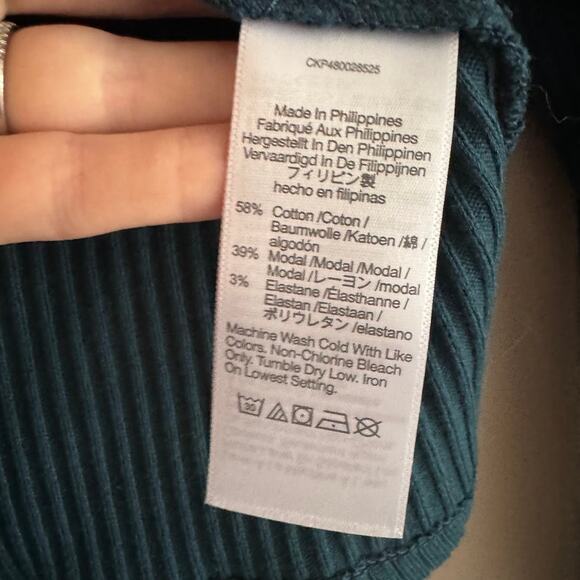 Madewell Long Sleeve Blue Off the Shoulder Ribbed Top #NO498 Size Small NEW - Picture 5 of 6